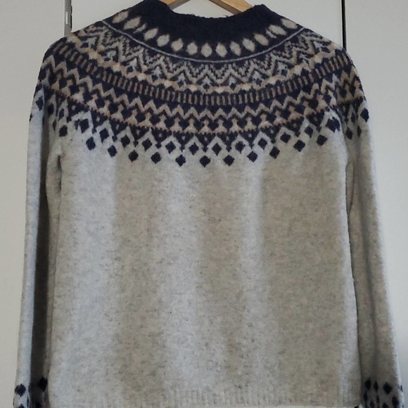 Joie Size S Deedra Fair Isle Nordic Light gray navy sweater - Picture 2 of 6
